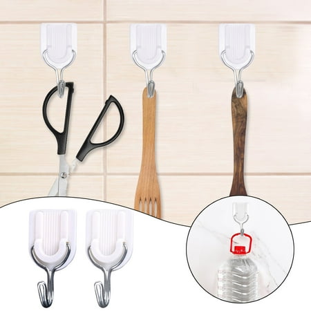 

Yadam Adhesive Hooks Reusable Utility Hooks Wall Hooks White Seamless Hooks Oil Proof For Kitchen Bathroom Ceiling Office Window 20 Pack