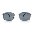 thumbnail image 5 of Retro Hipster Narrow Rectangle Metal Rim Dad Fashion Sunglasses [Silver - Black], 5 of 8