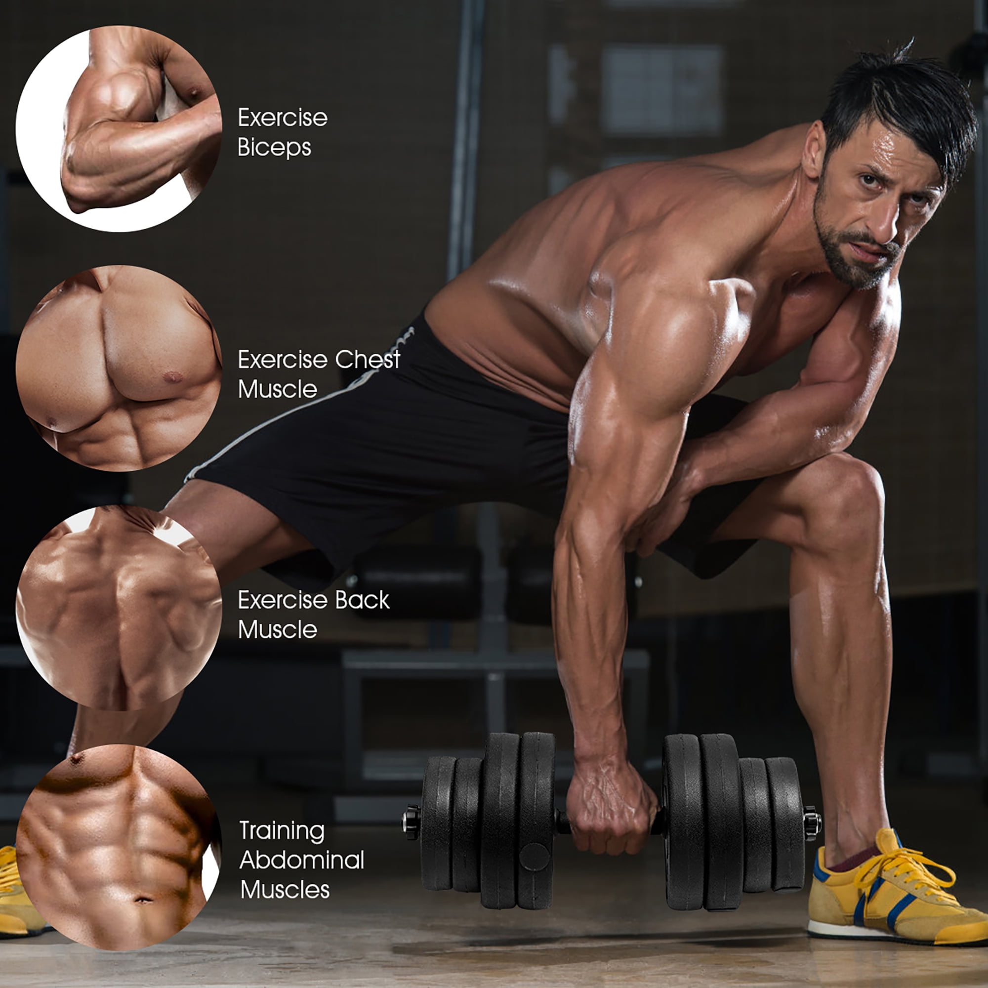 Costway 66 LB Dumbbell Weight Set Fitness 16 Adjustable Plates Gym Home Body Workout Walmart