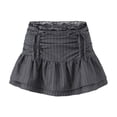 thumbnail image 1 of Jupe Mini à Rayures en Dentelle Double Couche Taille Basse Grise, 1 of 4