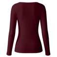 thumbnail image 6 of vzibsiv Long Sleeve Shirts for Women Fitted Scoop Neck Thermal Brushed Fleece Base Layer Warm Top Red Size 2XL, 6 of 8