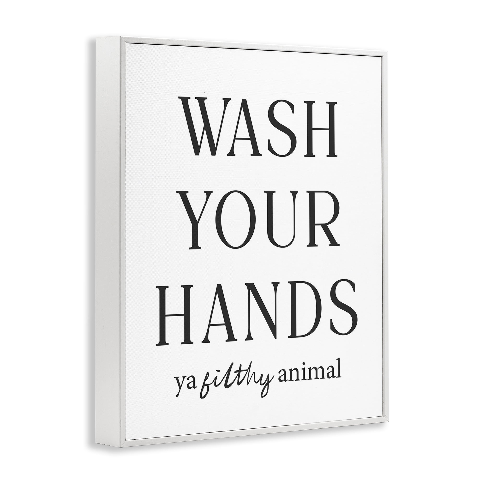 Stupell Industries Wash Your Hands Funny Reminder White Framed Giclee Art, design by Lettered and Lined