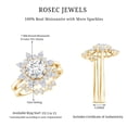 thumbnail image 5 of Rosec Jewels Certified Moissanite Flower Wedding Ring Set - D-VS1 Quality Statement Engagement Ring with Enhancer, 14K Yellow Gold, US 3.50, 5 of 8