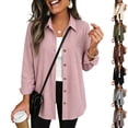 thumbnail image 5 of Waffle Knit Shacket for Women Long Sleeve Button Down Shirts Collared Shirts, Business Casual Work Tops, Shirt Jackets, Ladies Blouses, Chest Pocket, Lightweight, Outerwear, Fall Clothes, 5 of 5