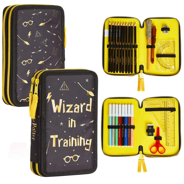 Set de Útiles Escolares Estuche de Lápices de Harry Potter con Bolígrafo con Luz de Varita