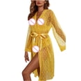 thumbnail image 4 of Njagoc3 Women's Long Sleeve Sheer Robe Set - Solid Color, Elegant Style, Nightwear & Special Occasion Wear, 4 of 6