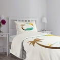 thumbnail image 5 of Ambesonne Beach Quilted Bedspread Set 2 Pcs, Tropic Paradise Summer, Twin Size, Turquoise Marigold Brown, 5 of 6