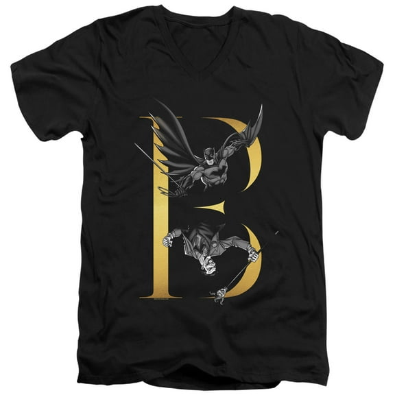 Batman B S/S Adult V-Neck T-Shirt 30/1 T-Shirt Black