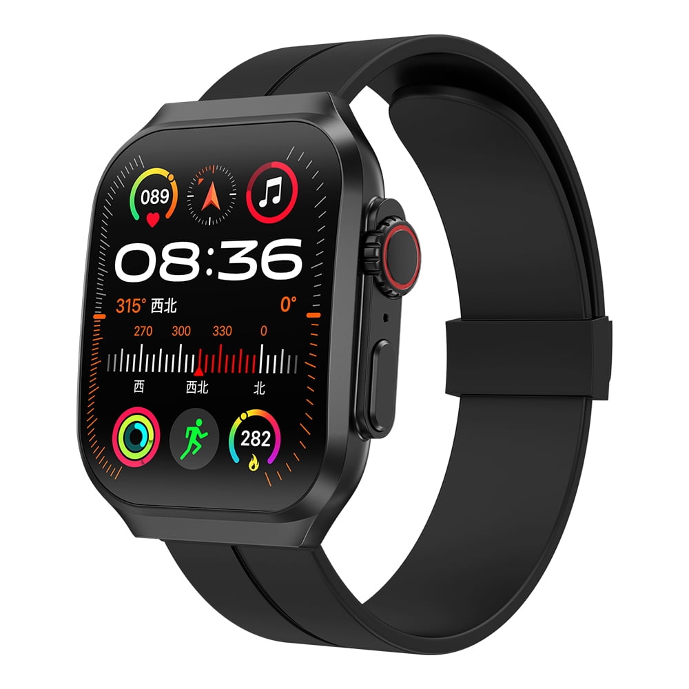 VIVISTAR Smart Watch 1.96" Full Touch for Android and iPhone, Smartwatches with Fitness Tracker,100+ Sports Modes Smart Watches for Men Women Black