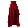 thumbnail image 1 of GYUJNB Jupe Haute-Basse à Volants pour Femme, Style Steampunk Victorien Gothique avec Bordure en Dentelle, Rouge, TTG, 1 of 4
