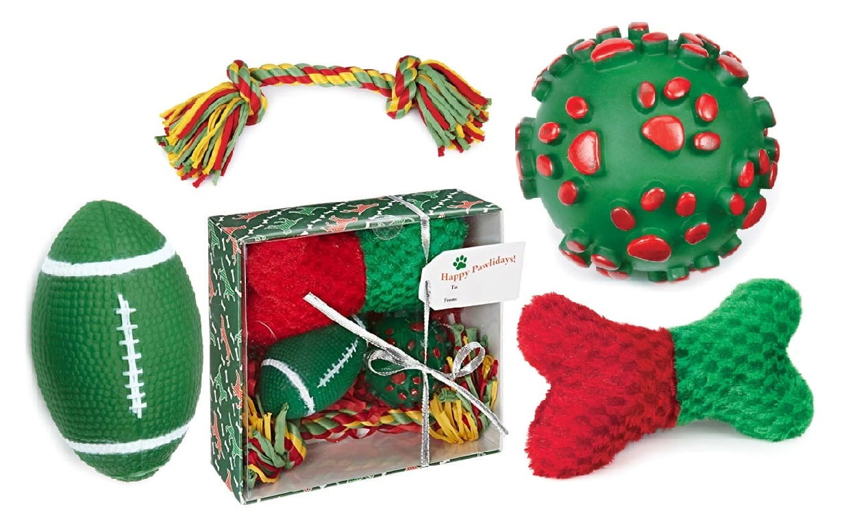 Holiday Hound Gift Sets for Dogs 4 New Dog Toys in One Christmas Xmas Dog Toy Christmas