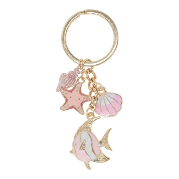 Unique Bargains 1 Pc Stylish Clownfish Starfish Handbag Charms Keychains Bag Accessories Pink