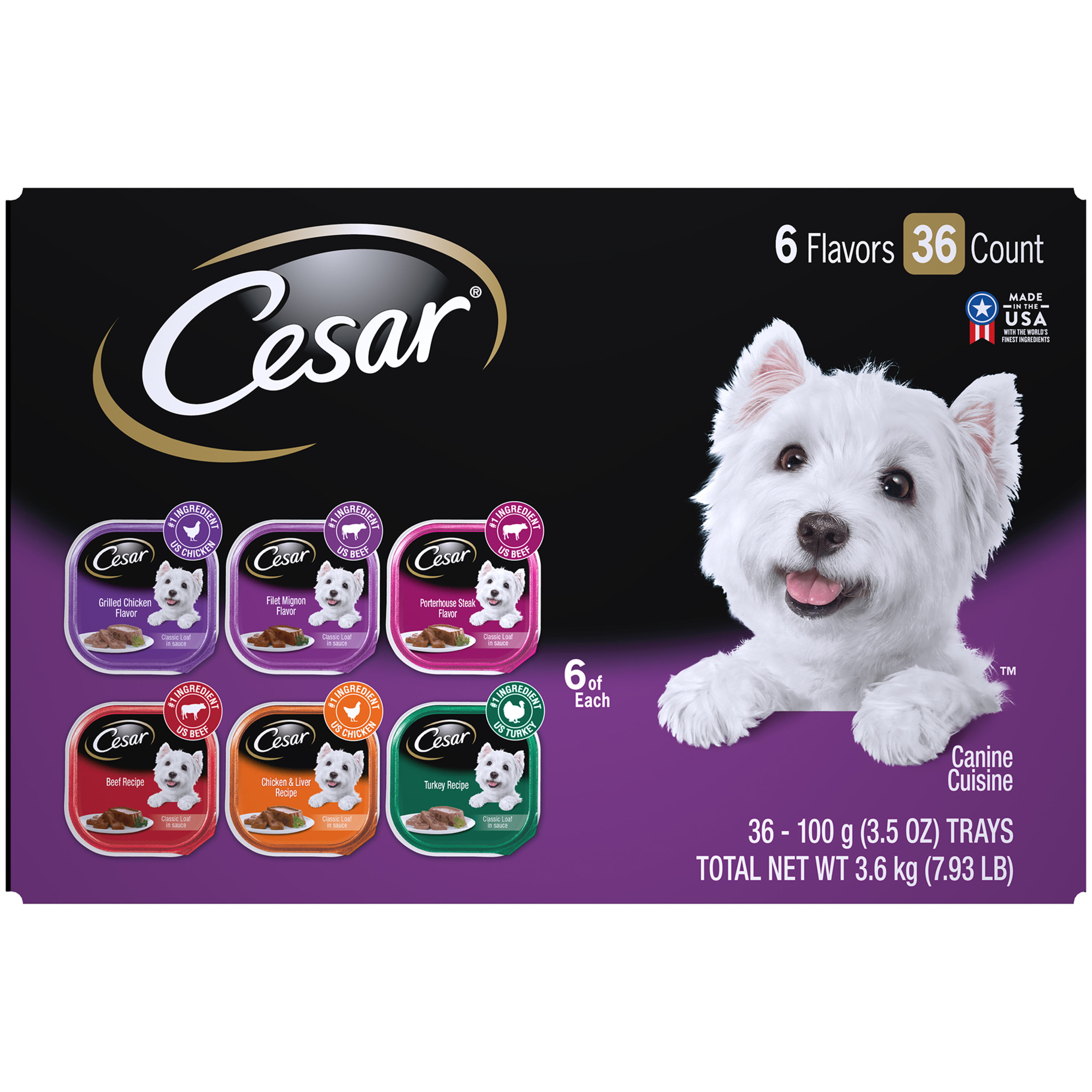 36 Pack) CESAR Soft Wet Dog Food 