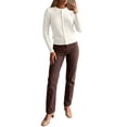 thumbnail image 2 of INSPIRE CHIC Women's Cable Knit Cardigan Crew Neck Long Sleeve Button Up Open Front Small White, 2 of 6