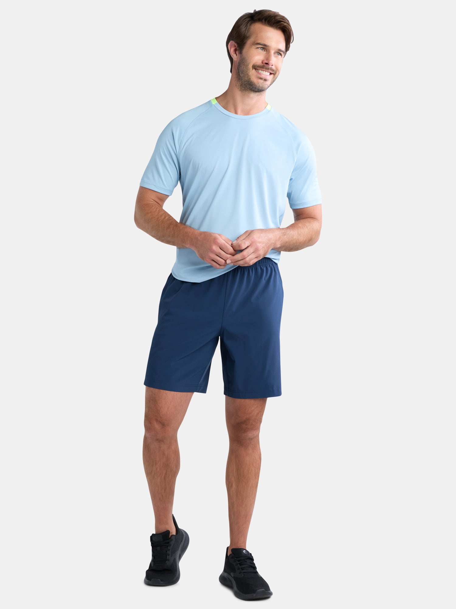 Athletic Works Men's and Big Men's Mixed Media Tennis Shorts, 8" Inseam, Sizes S-3XL