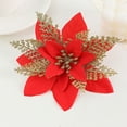 thumbnail image 4 of Aonity Five-Pointed Pine and Cypress Leaf Artificial Flower Golden Red, Red Glitter Flowers Tree Ornaments Flowers Artificial Flowers Decorations Wedding Tree New Year Ornaments Wreath Decoration, 4 of 4