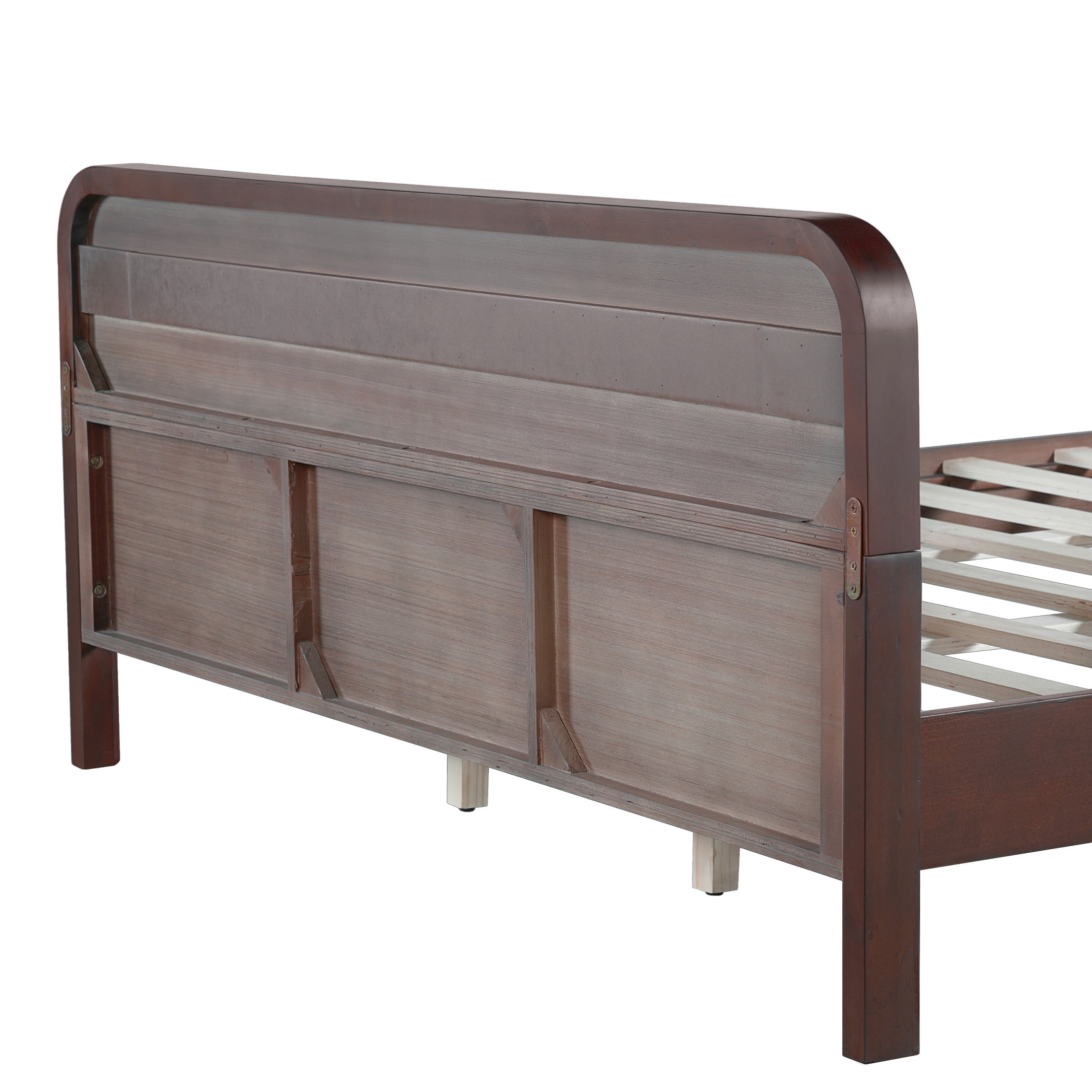Christopher Knight Home Queen Size Bed Frame with Headboard, Solid Wood Platform Bed, Dark Walnut