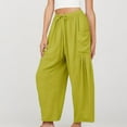 thumbnail image 4 of Charmgo Sweatpants Women Clearance, Women's Spring Summer Casual Wide Leg Pants High Waisted Drawstring Loose Long Belt Pocket Pants Dress Pants Women Palazzo Pants for Women Green, 4 of 8