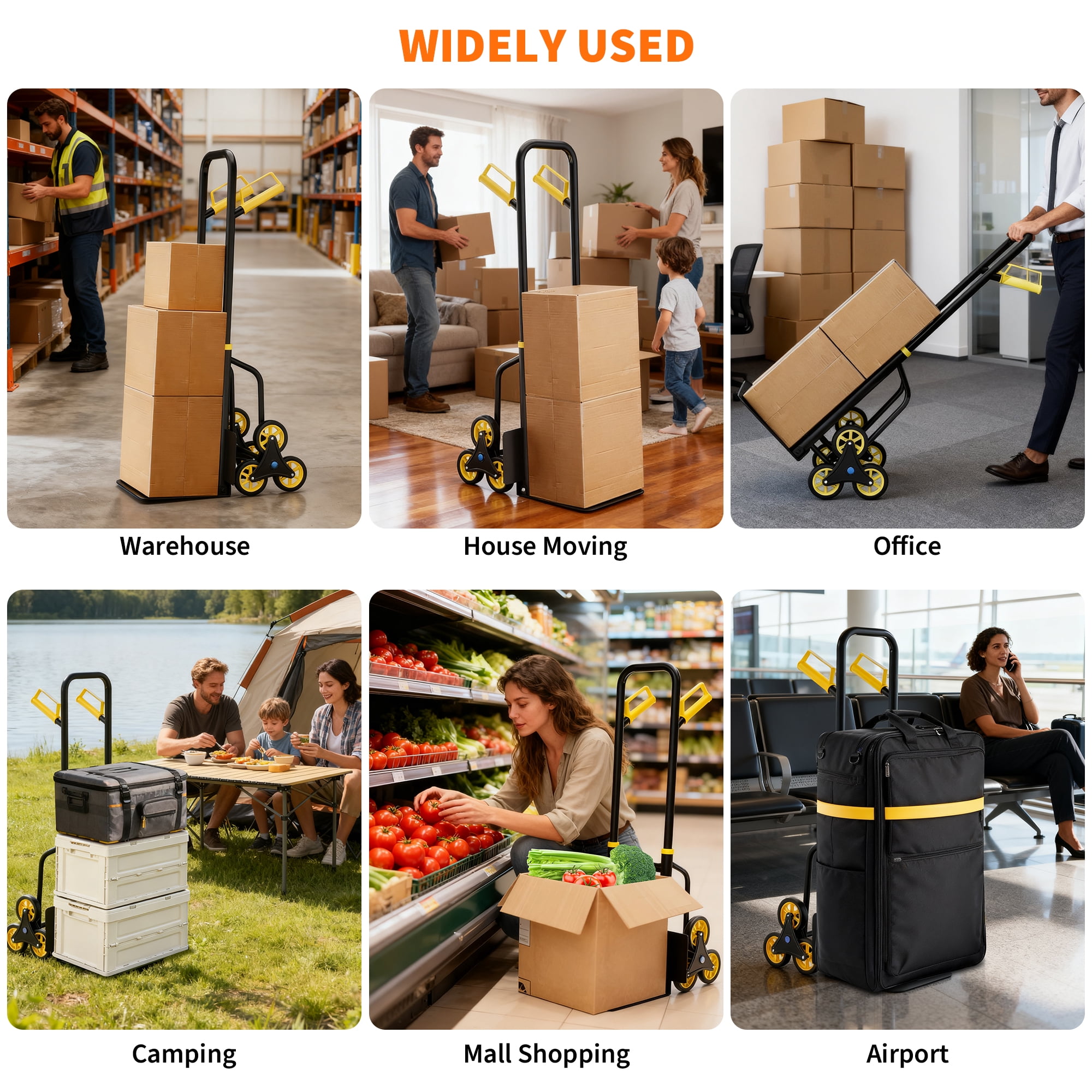 Ladcaser Stair Climbing Hand Truck 440lb Heavy Duty Dolly Cart for Stairs, Folding Stair Climbing Trolley with 6 Wheels and Telescoping Handle