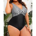 thumbnail image 2 of GFDYREE Women Plus Size One Piece Swimsuits V Neck Tummy Control Bathing Suits Front Cross Swimwear, 2 of 7