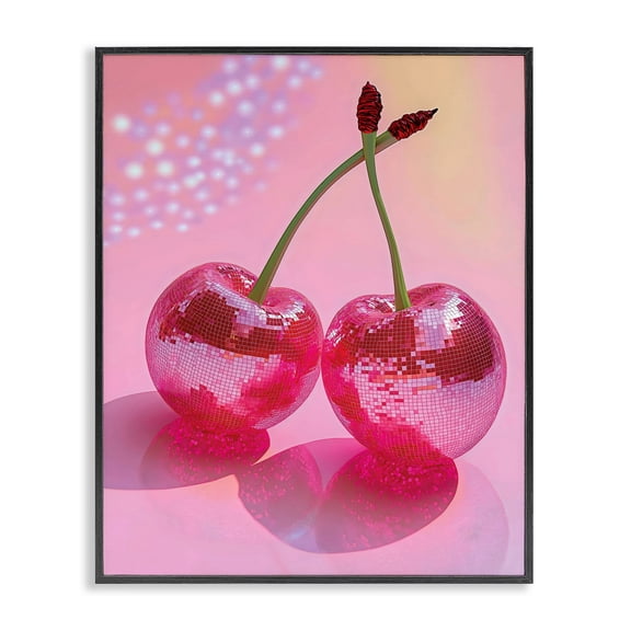 Stupell Industries Art Deco Double Disco Cherries Black Framed Giclee Art, 11 x 14, by Creative Studio