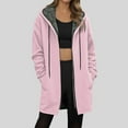 thumbnail image 2 of felwors Women's Zip Up Long Hoodies Long Sleeve Drawstring Hooded Sweatshirts 2025 Fall Oversized Fleece Jackets with Pockets Pink, XL, 2 of 5