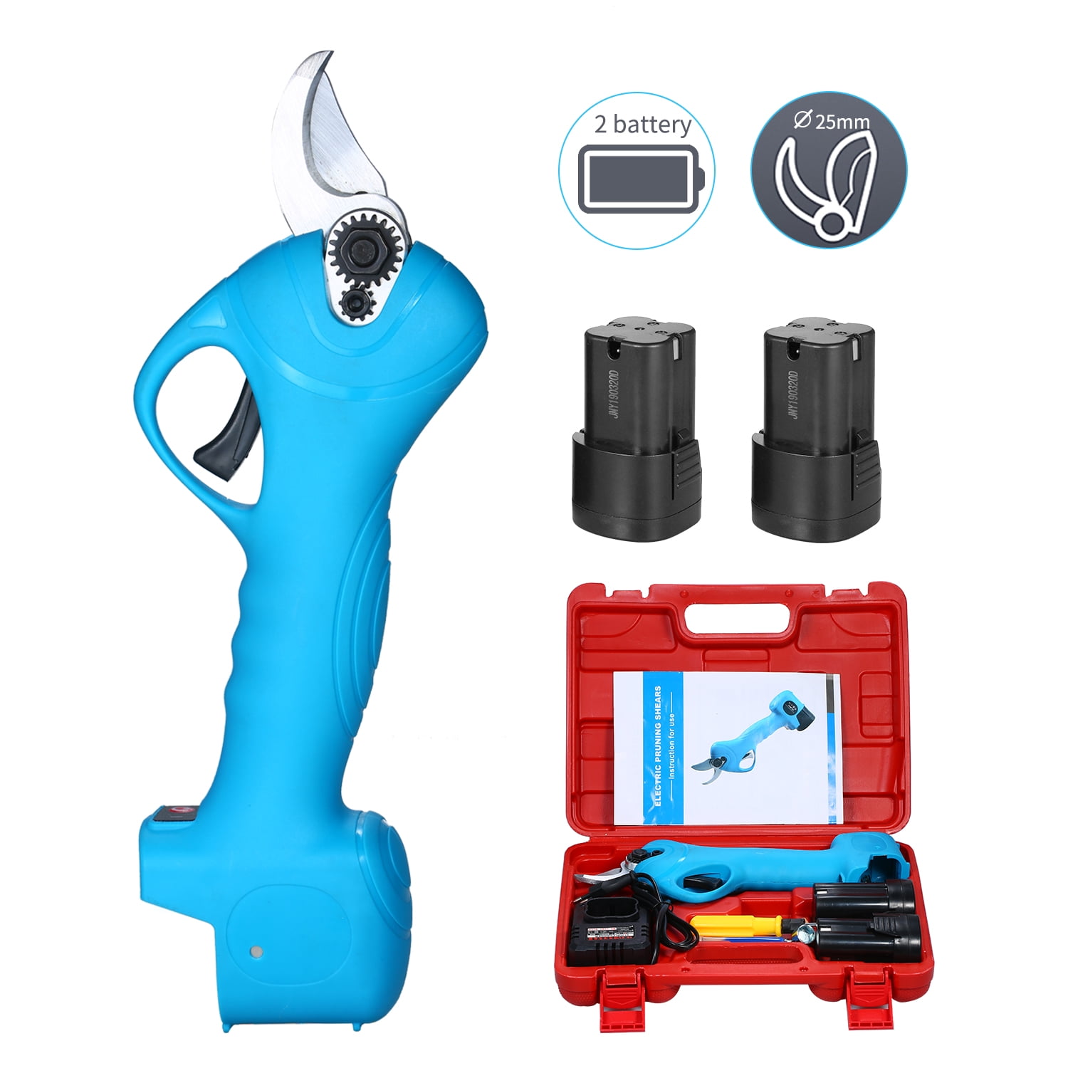 Professional Cordless Electric Pruning Shears with 2 Pack Backup