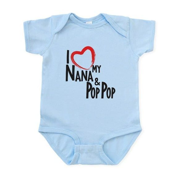 CafePress - I Heart My Nana And Pop Pop Body Suit - Baby Light Bodysuit, Size Newborn - 24 Months