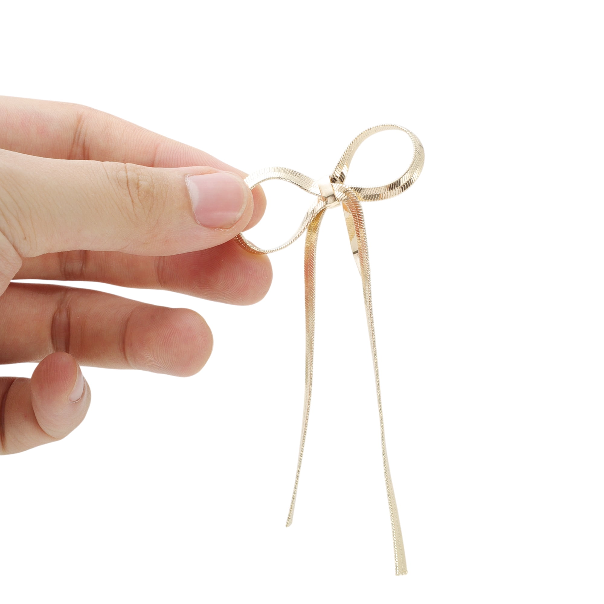 Unique Bargains Long Bow Ponytail Buckle Hair Clip 1 Pc Gold Tone