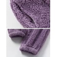 thumbnail image 4 of Women' s Fluffy Pajamas Set Fleece Pullover Pants Loose Plush Sleepwear,Purple,Large, 4 of 7