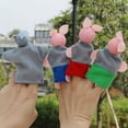 thumbnail image 4 of Juguete de historia de marionetas de dedo de tres cerditos y lobo, muñeca de teatro de narración de cuentos para niños pequeños (tres cerditos y lobo), 4 of 5