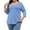 Sky Blue, variant on Jalioing Plus Size V Neck Casual Shirts for Women 3/4 Length Sleeve Basic Plain T Shirt Oversized Summer Tops