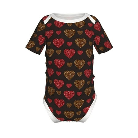 

Junzan Gold Glitter Heart Print Short-Sleeve Baby Climbing Clothes Bodysuits for Infant One-Piece for Baby Boys & Girls Baby Clothes Baby Romper with Snap Closure-2 Years
