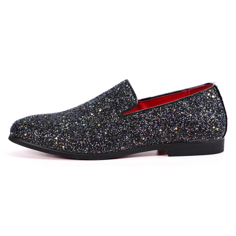 Santimon Men Dress Shoes Glitter Loafers Slip On Casual 
