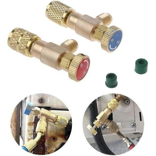 2pcs Filling Refrigerant Safety Valve Quick Coupler Air Conditioning R410a R22 Connector Adapters - Q36
