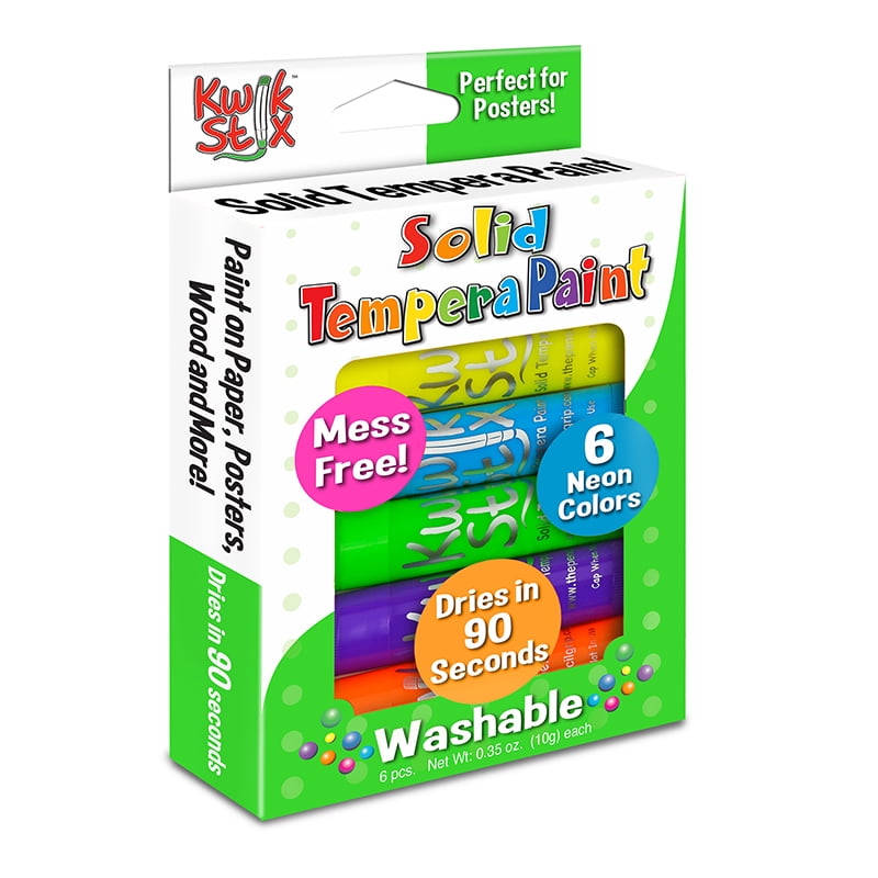 Solid Tempera Paint Stick, Neon Colors, 6 Count Bundle of 10 Packs