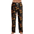 thumbnail image 2 of Tplvbz Halloween Pajama Pants Men - Spooky Print Lounge Pants for Men, Soft Pj Pants Comfy Elastic Waist Sleepwear, Mens Halloween Pj Pants, Cozy Pajama Pants for Fall & Holiday Saffron M, 2 of 5