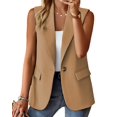 thumbnail image 1 of Chaleco blazer Mina Self Khaki sin mangas para mujer, talla 2XL, 1 of 6