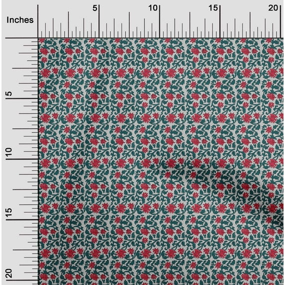 oneOone Viscose Chiffon Fabric Leaves & Floral Block Fabric Prints By Yard 42 Inch Wide