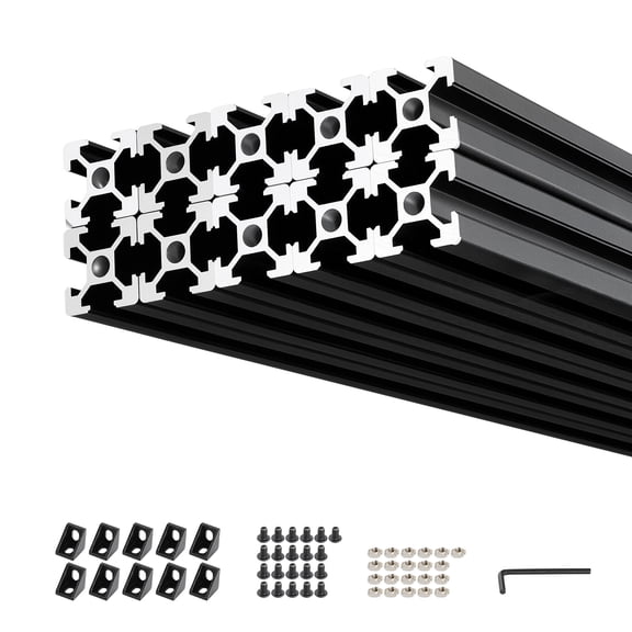 KFFKFF 10PCS 2020 Aluminum Extrusion Profile, 48 Inch 1220 mm, T Slot European Standard Anodized Linear Rail, Durable Extruded Aluminum Rail for 3D Printer Components and CNC DIY Workbench, Black