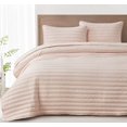 thumbnail image 2 of Chezmoi Collection Valkyrie 3-Piece Blush King Size Quilt Set - Cross Stitch Stone-Washed Soft Microfiber Lightweight Quilted Bedspread Set for All Seasons, 2 of 4