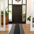 thumbnail image 5 of Runner Rug for Hallway Greek Key Print Design Black Silver Color 26 Inch or 31 Inch Wide by Your Length Choice Slip Resistant Rubber Backing Stain Resistant Pile Stair Runner, 5 of 6