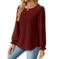 thumbnail image 4 of Hibeli Womens Casual Crewneck Puff Long Sleeve Loose Fit Solid Color Top, 4 of 7