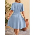 thumbnail image 4 of Women'S Dress 2025 Summer Deep V Neck Elegant Ruffle Mini Dress Waist Dresses Blue XL, 4 of 8