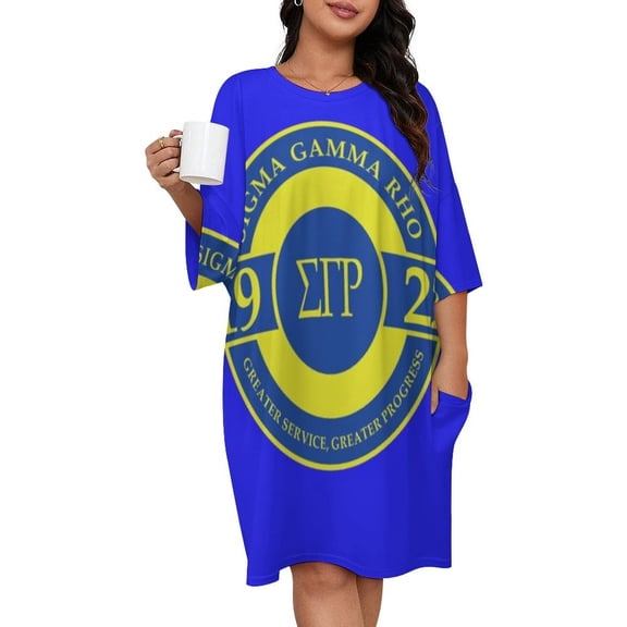 SIGMA GAMMA RHO 1922 Sleepshirts For Sleeping Travels Loose Sleepdress Pajama Dress Soft Nightdress Sleepwear