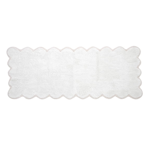 VCNY Home Scallop Solid Color White Cotton Bath Runner, 24" x 60"