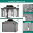 thumbnail image 2 of Luku Outdoor 10x12 FT Aluminum Gazebo with Double Iron Roof, Retractable Privacy Curtains, Mosquito Netting, Weatherproof Canopy Shelter for Backyard, Patio, Garden, Deck, 2 of 7