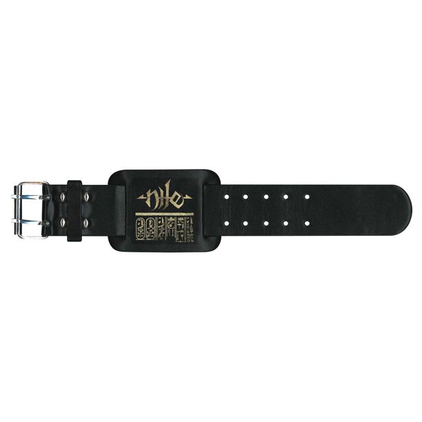 Nile - Pulsera de Cuero Diseño Jeroglífica Logotipo (Negro)