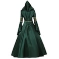 thumbnail image 5 of Medieval Retro Court Dress with Hood - Gothic Square Neck Tie Sleeve Dress for Stage Performance, 5 of 6