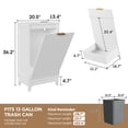 thumbnail image 3 of Conate Kitchen Tilt Out Trash Can Cabinet, Farmhouse 13 Gallon Hidden Garbage Bin Storage Cabinet with Odour Control, White, 3 of 6